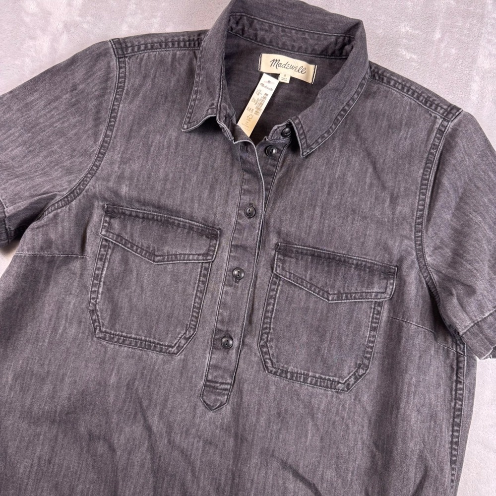 Madewell Women Black Denim Short Sleeve Mini Dress M0322 Size S